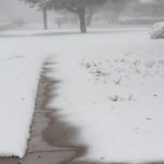 Sidewalk swallowed by snow